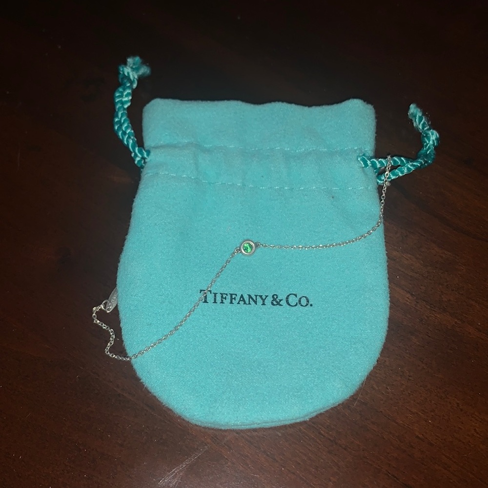 Tiffany green gemstone Elsa Peretti bracelet